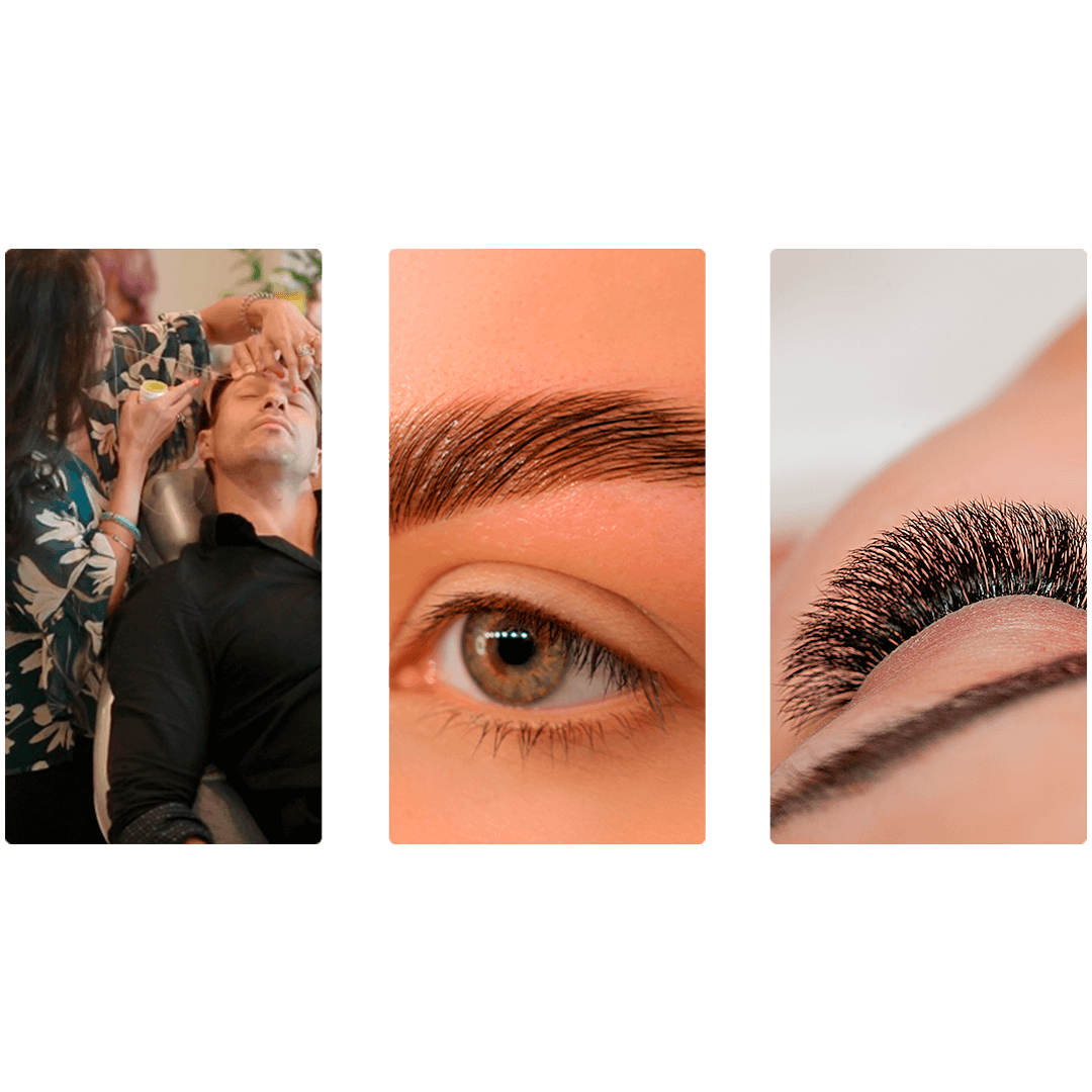 A series of photos showing different types of eye makeup.