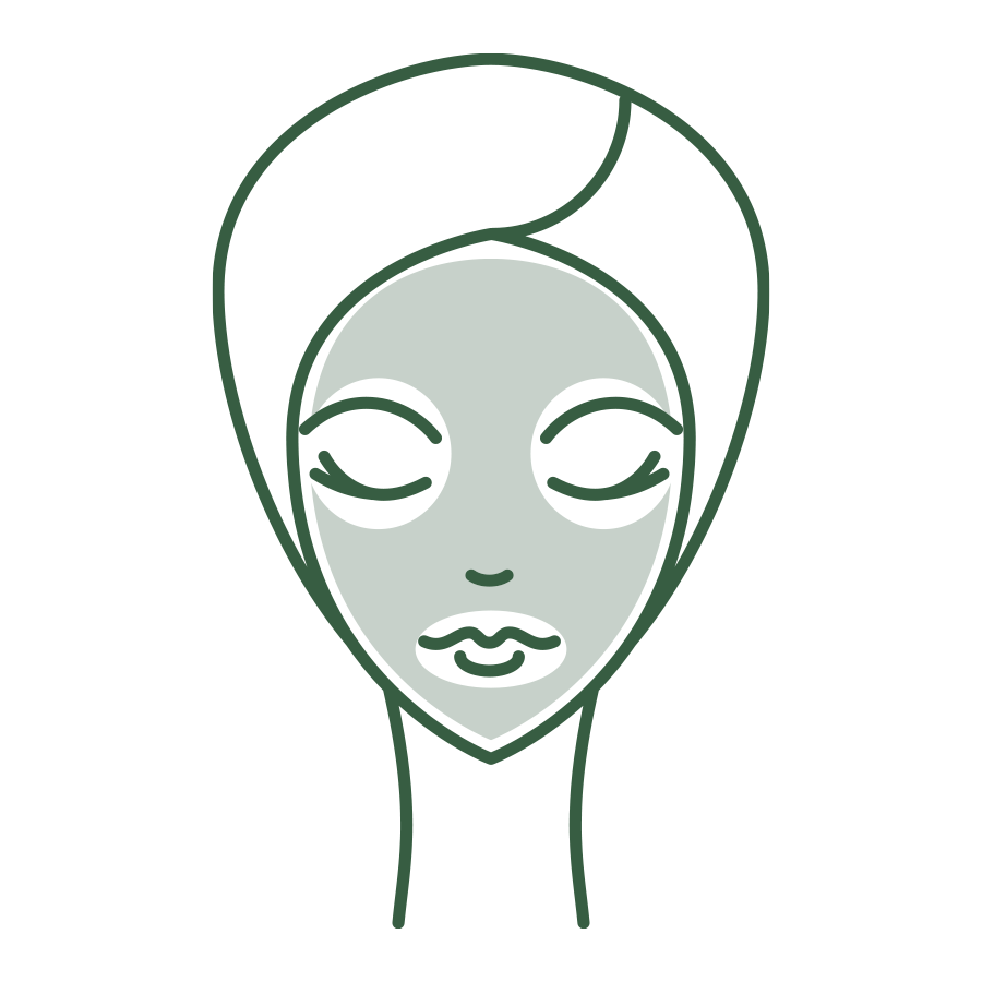 A green face with long eyelashes and a black background